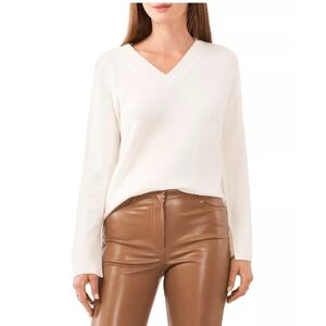 Vince Camuto Antique White Oversized V-Neck Long Sleeve Sweater XS -New With Tag
